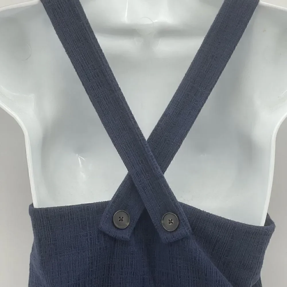 Madewell Womens Tank Top Sleeveless Cross Strap Stretch Square Neck Blue Small
